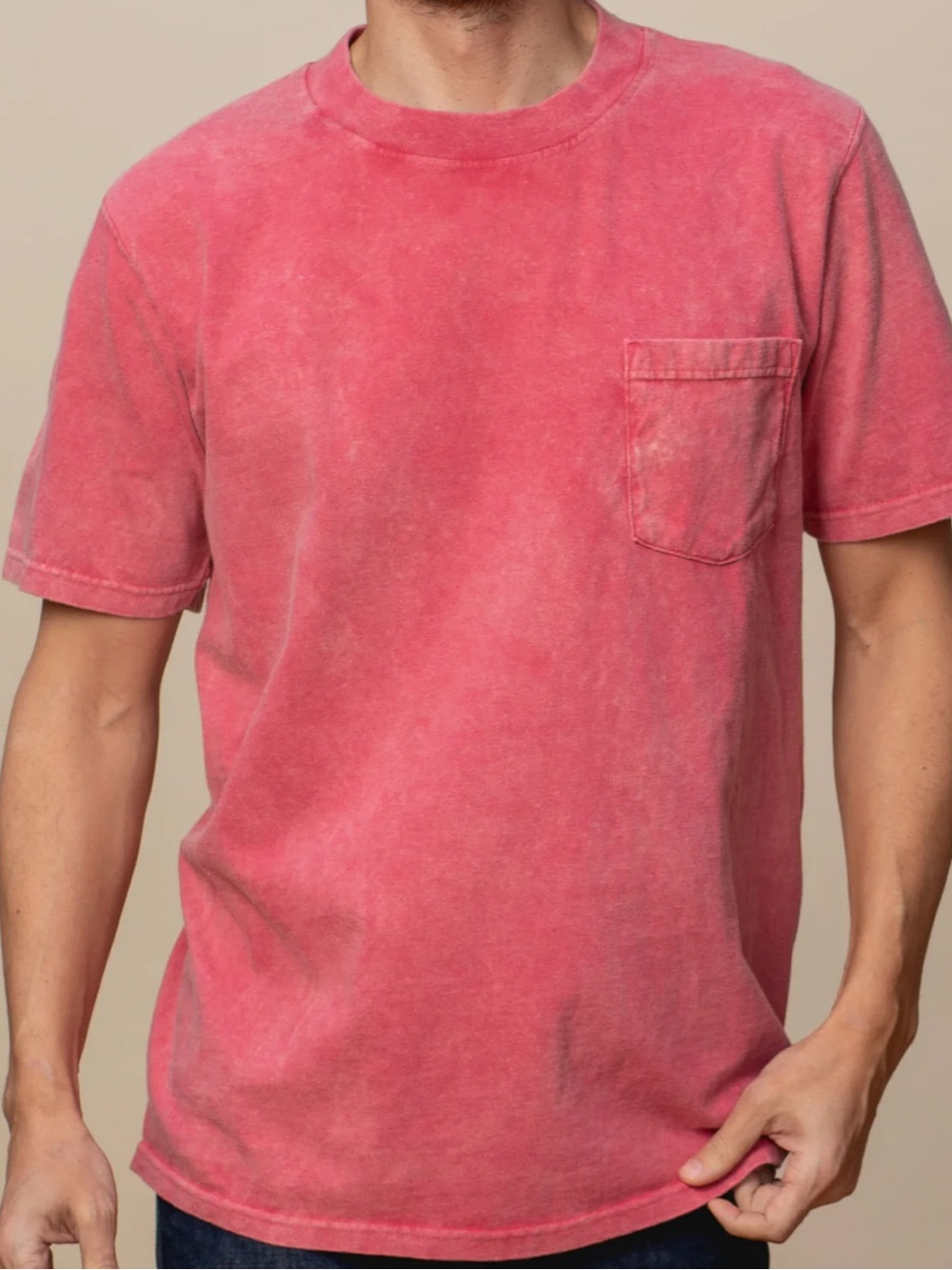 DIESEL Men's Crewneck Pocket T-Shirt - washed red ! L